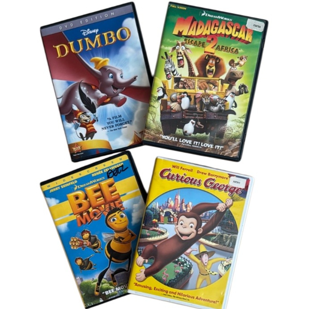 BUNDLE OF 4 CHILDRENS FAVORITE DVDS 
GREAT FOR MOVIE NIGHT OR A LAZY AFTERNOON